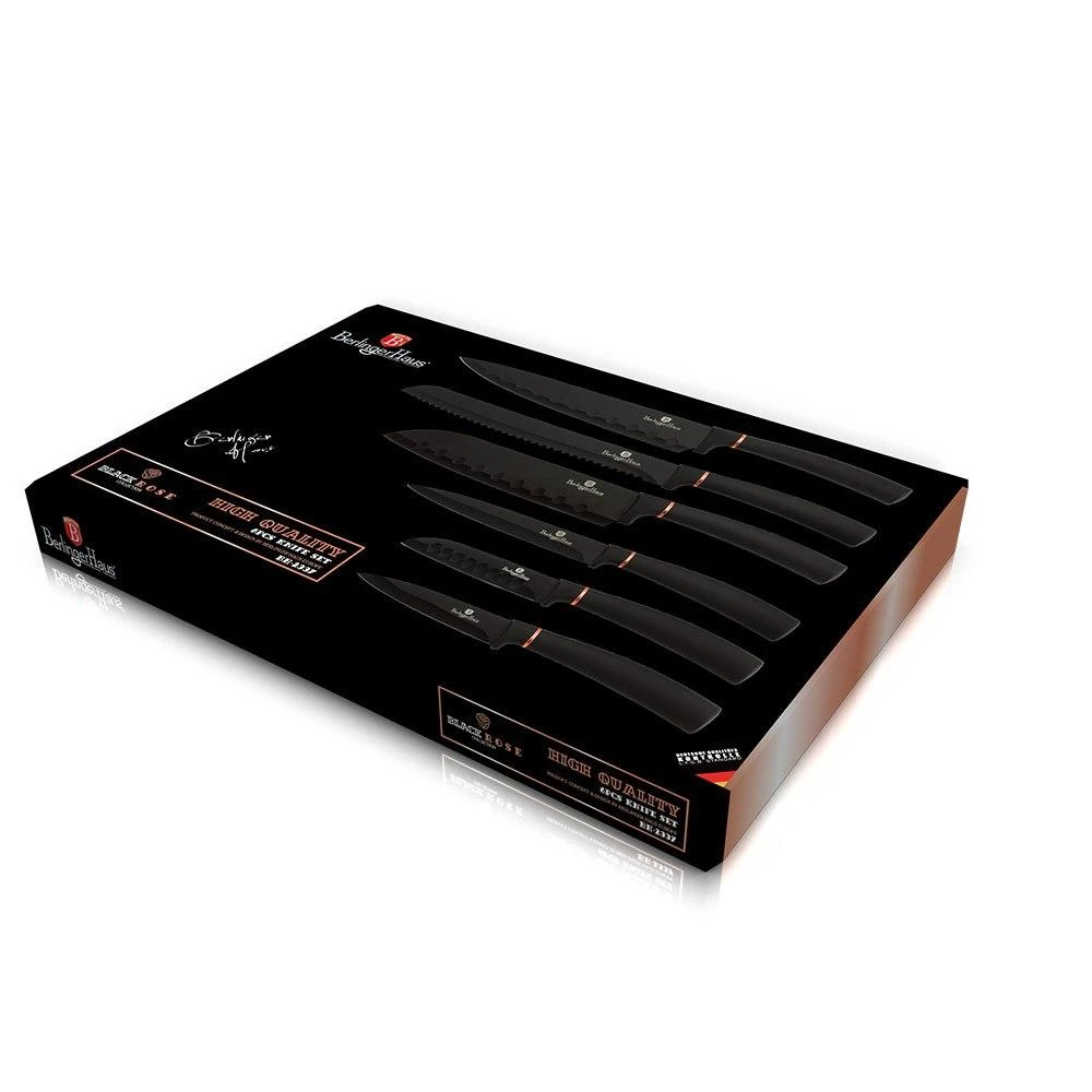 PEILIŲ RINKINYS 6 ELE. BERLINGER HAUS Juodas ROSE GOLD BH-2337