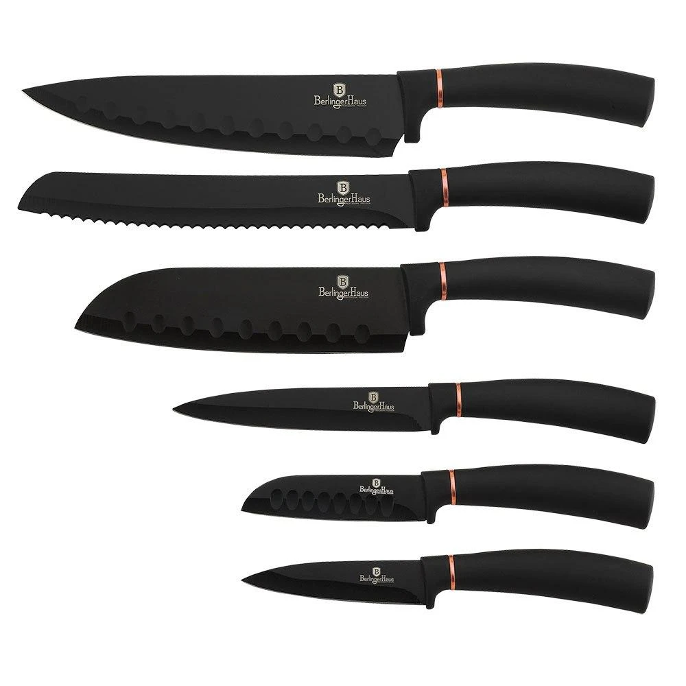 PEILIŲ RINKINYS 6 ELE. BERLINGER HAUS Juodas ROSE GOLD BH-2337
