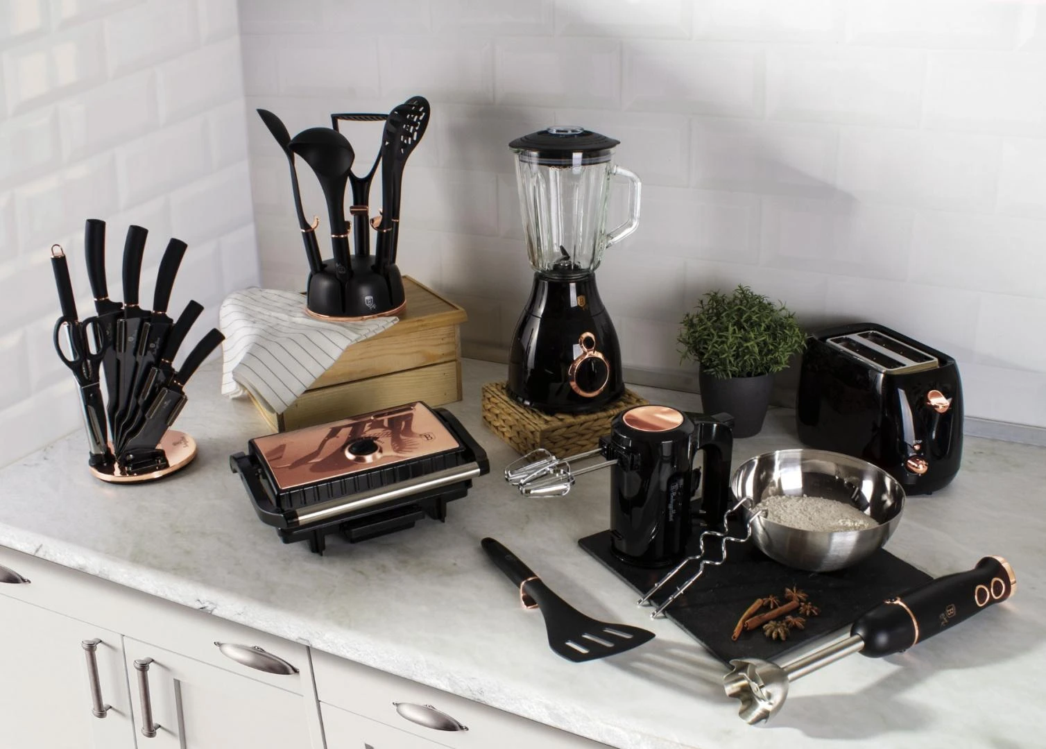 PEILIŲ RINKINYS 6 ELE. BERLINGER HAUS Juodas ROSE GOLD BH-2337