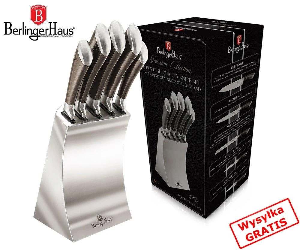 Berlinger Haus 6 dalių peilių rinkinys ant Passion Collection BH / 2136 plieno stovo