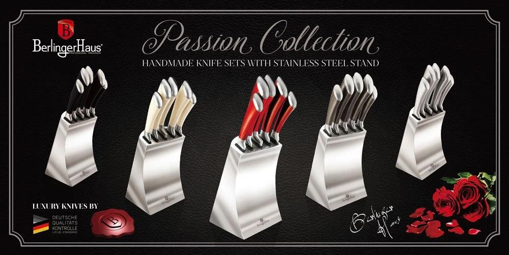 Berlinger Haus 6 dalių peilių rinkinys ant Passion Collection BH / 2136 plieno stovo