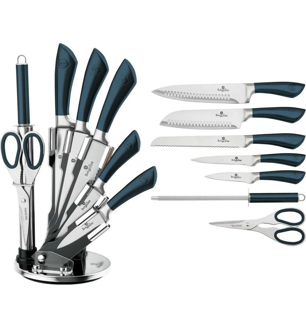 Berlinger Haus peilių rinkinys 8 dalys ant stovo Metallic Line Aquamarine Edition BH / 2415