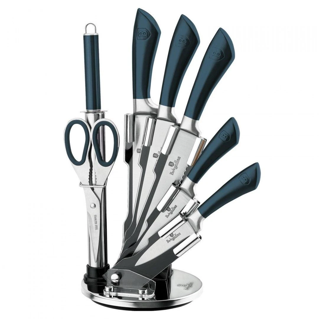 Berlinger Haus peilių rinkinys 8 dalys ant stovo Metallic Line Aquamarine Edition BH / 2415