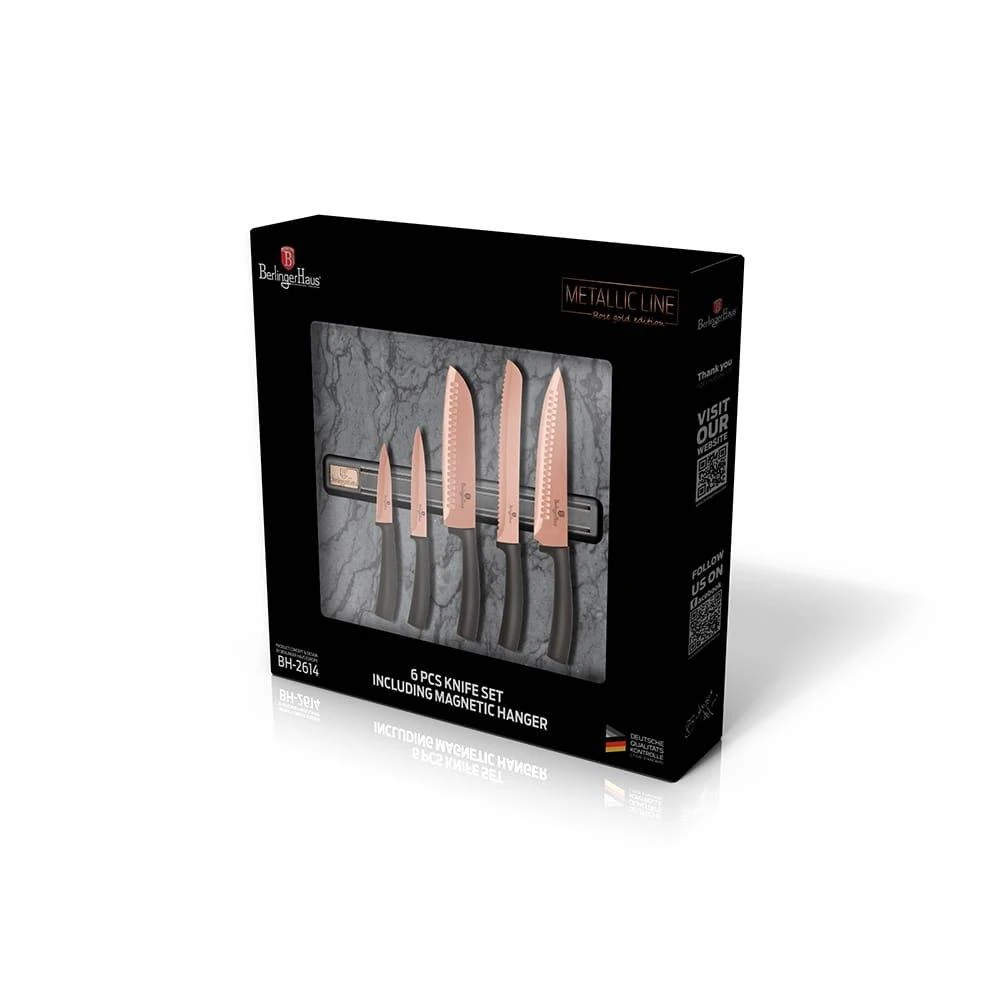 PEILIŲ RINKINYS SU MAGNETINIU AŠMENIU 6 vnt. BERLINGER HAUS ROSE GOLD BH-2614
