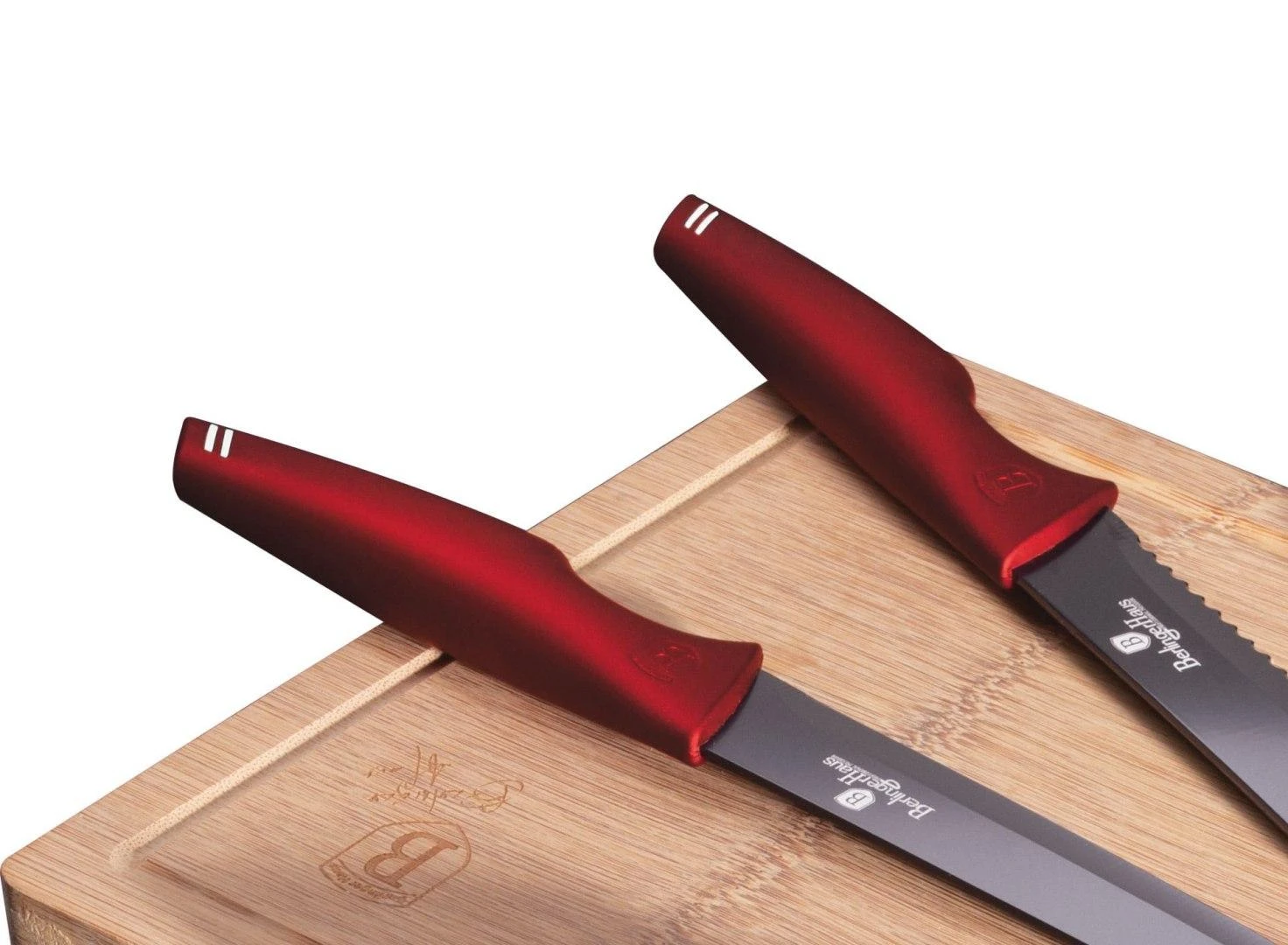 Peilių rinkinys su pjaustymo lentele, Berlinger Haus Metallic Line Burgundy Edition BH-2704