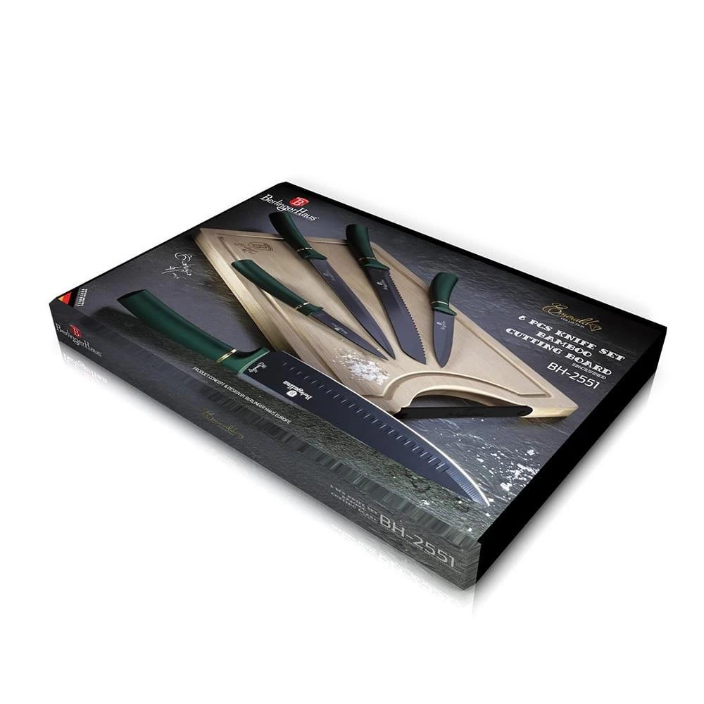 PEILIŲ RINKINYS SU SĖDYNĖMIS 6 vnt. BERLINGER HAUS METALLIC EMERALD LINE BH-2551
