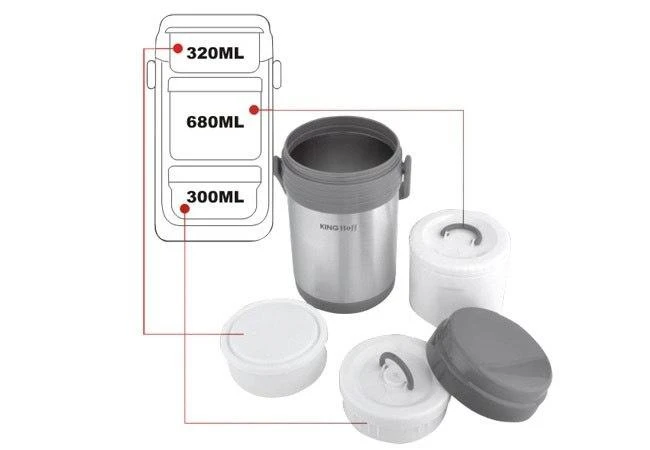 King Hoff TERMOSAS KINGHOFF 1,5L + 3 DĖŽUTĖS KH-4075
