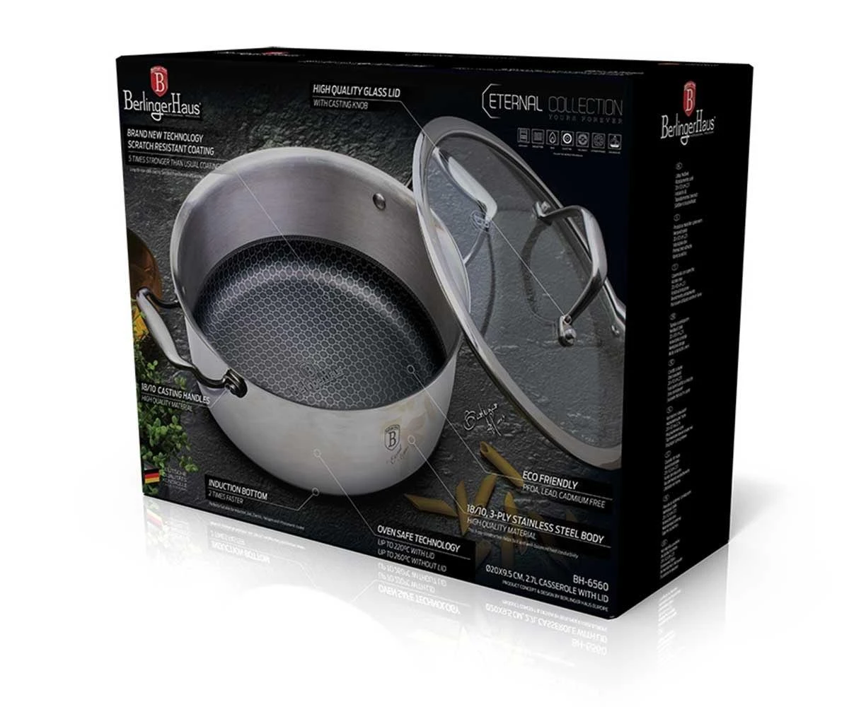 PLIENINIS PUODAS 18/10 2,7L 20cm BERLINGER HAUS ETERNAL COLLECTION BH-7444