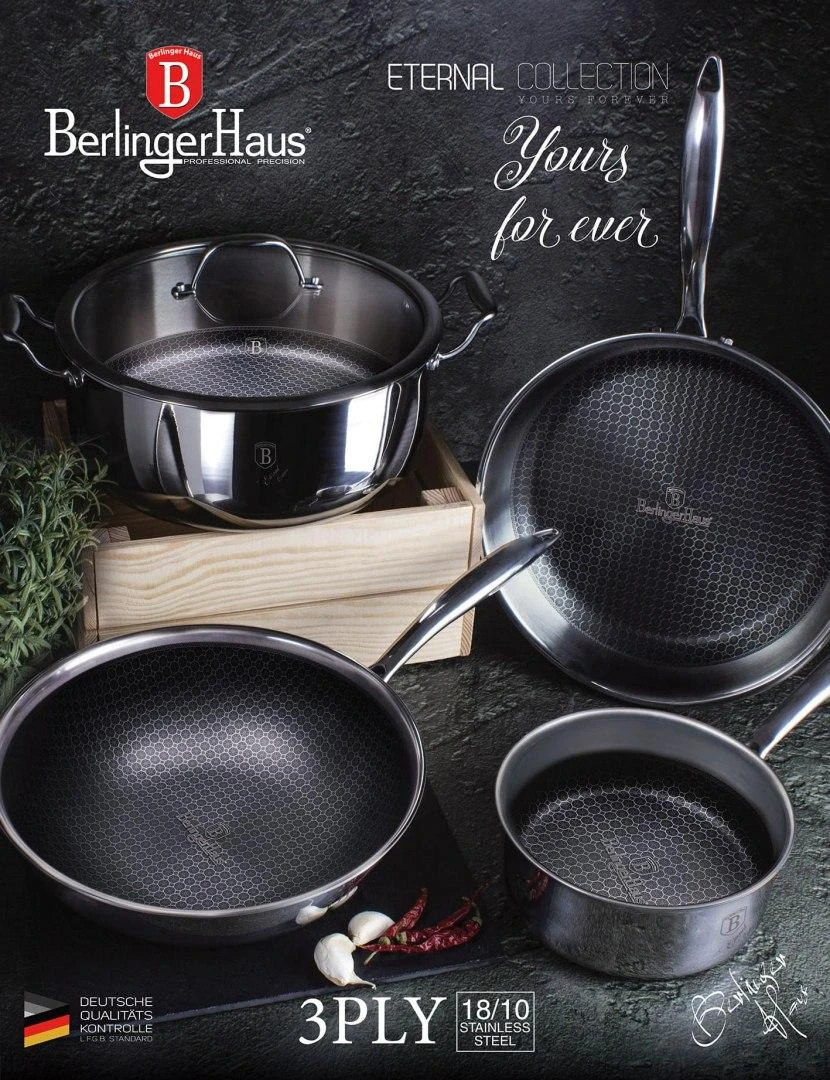 PLIENINIS PUODAS 18/10 2,7L 20cm BERLINGER HAUS ETERNAL COLLECTION BH-7444