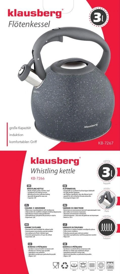Pilkas 3l marmuro rašto Klausberg virdulys