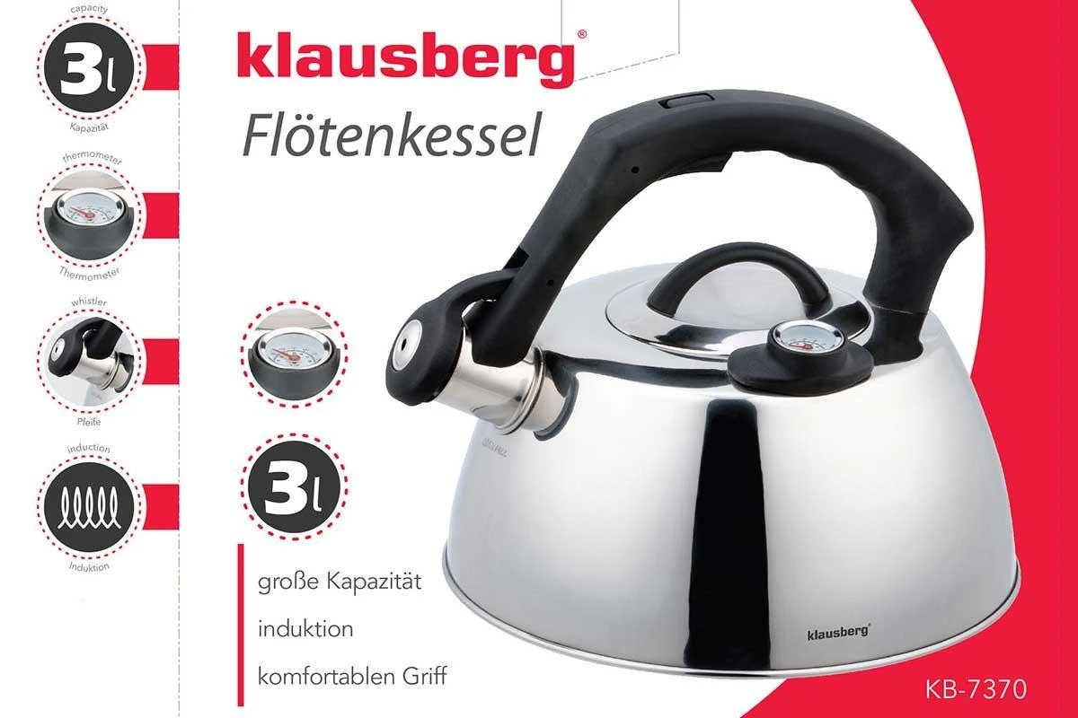 Klausberg 3L virdulys su temperatūros termometru