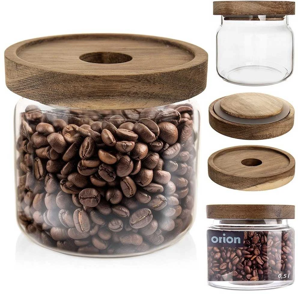 Orion Maisto talpa 500 ml Stiklinis indas su mediniu dangčiu