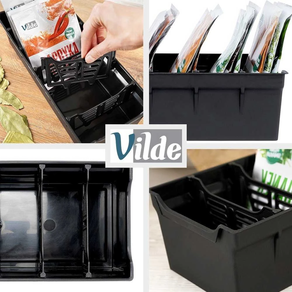 Vilde Prieskonių dėžutė organizatorius juoda 30x13x8 cm