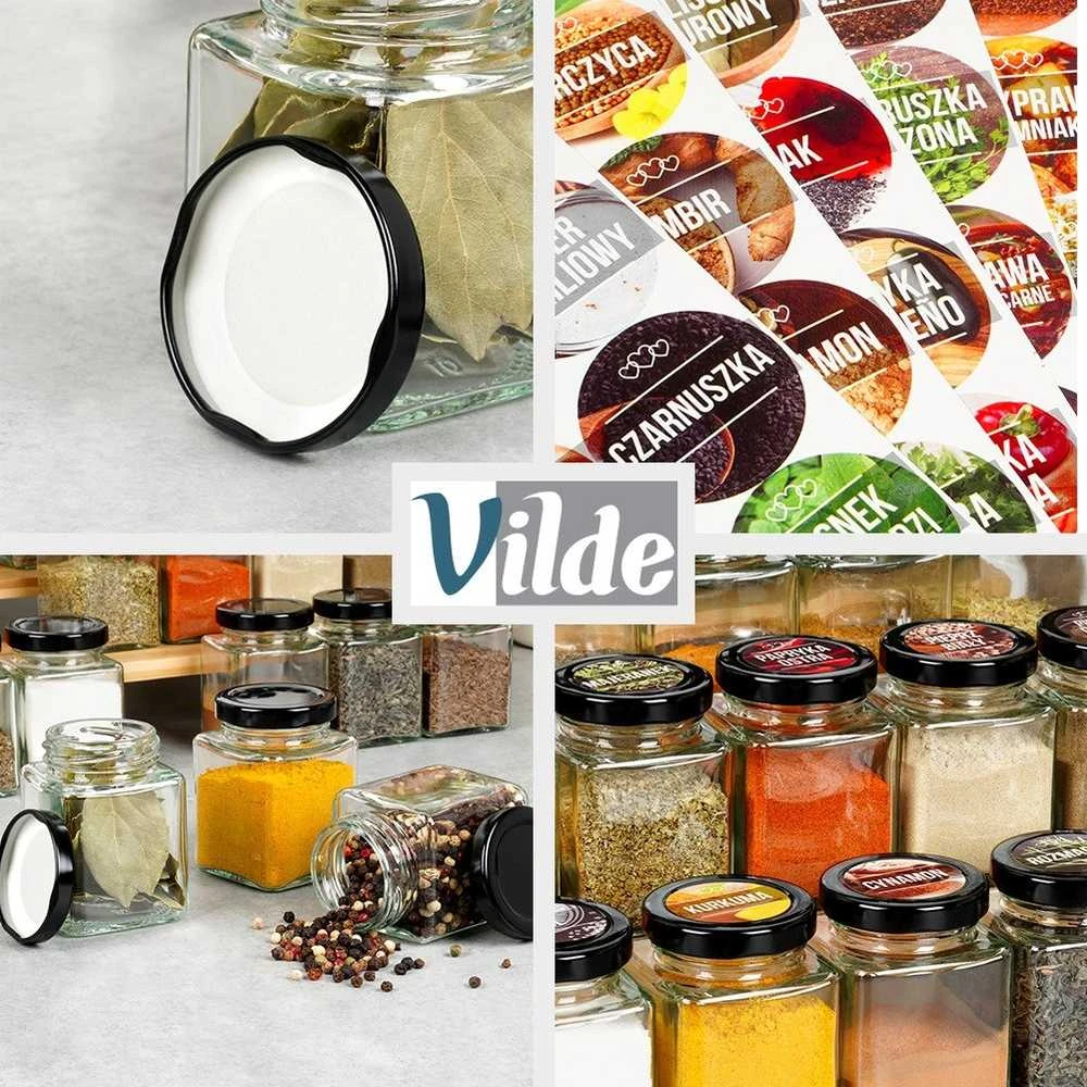 Prieskonių indeliai Vilde 100 ml, 24 vnt. su 90 lipdukų