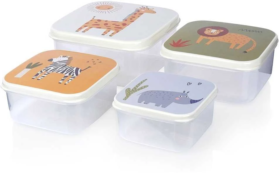 Excellent Houseware Home Styling Collection Maisto laikymo dėžutės vaikui 4 vnt. - įvairių dydžių, su gyvūnų motyvais