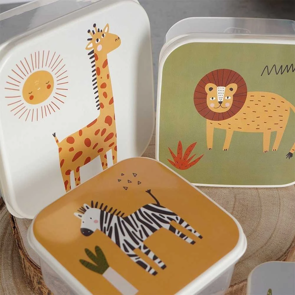 Excellent Houseware Home Styling Collection Maisto laikymo dėžutės vaikui 4 vnt. - įvairių dydžių, su gyvūnų motyvais