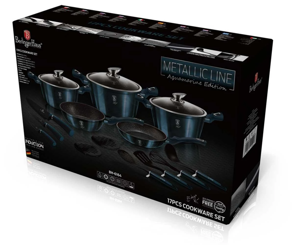 Berlinger Haus METALLIC AQUAMARINE puodų rinkinys [BH-6164]