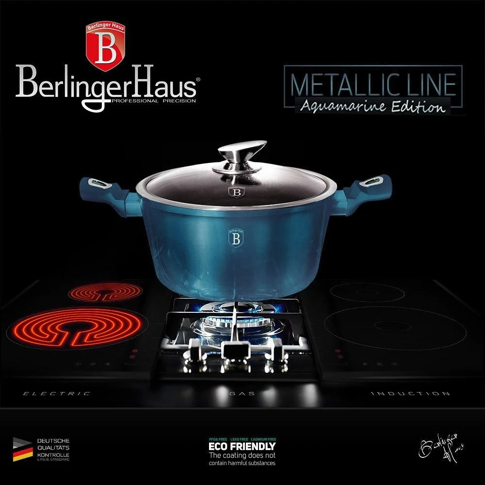 Berlinger Haus METALLIC AQUAMARINE puodų rinkinys [BH-6164]