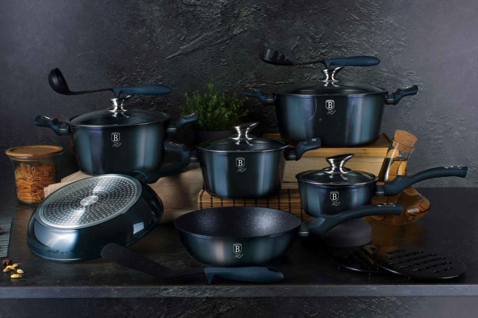 Berlinger Haus METALLIC AQUAMARINE puodų rinkinys [BH-6164]