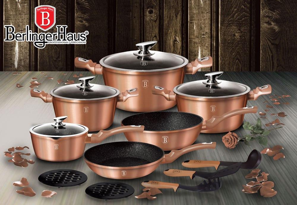 Puodų komplektas (15 dalių) Berlinger Haus BH/1224N Rose Gold
