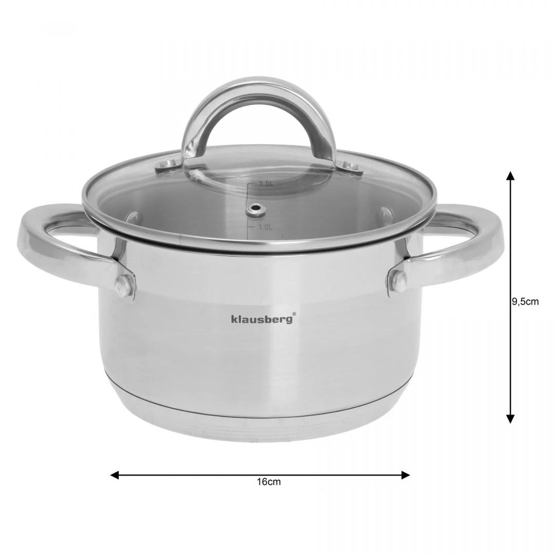Puodas Plieninis puodas, 16 cm skersmens, 1,8 l, Klausberg