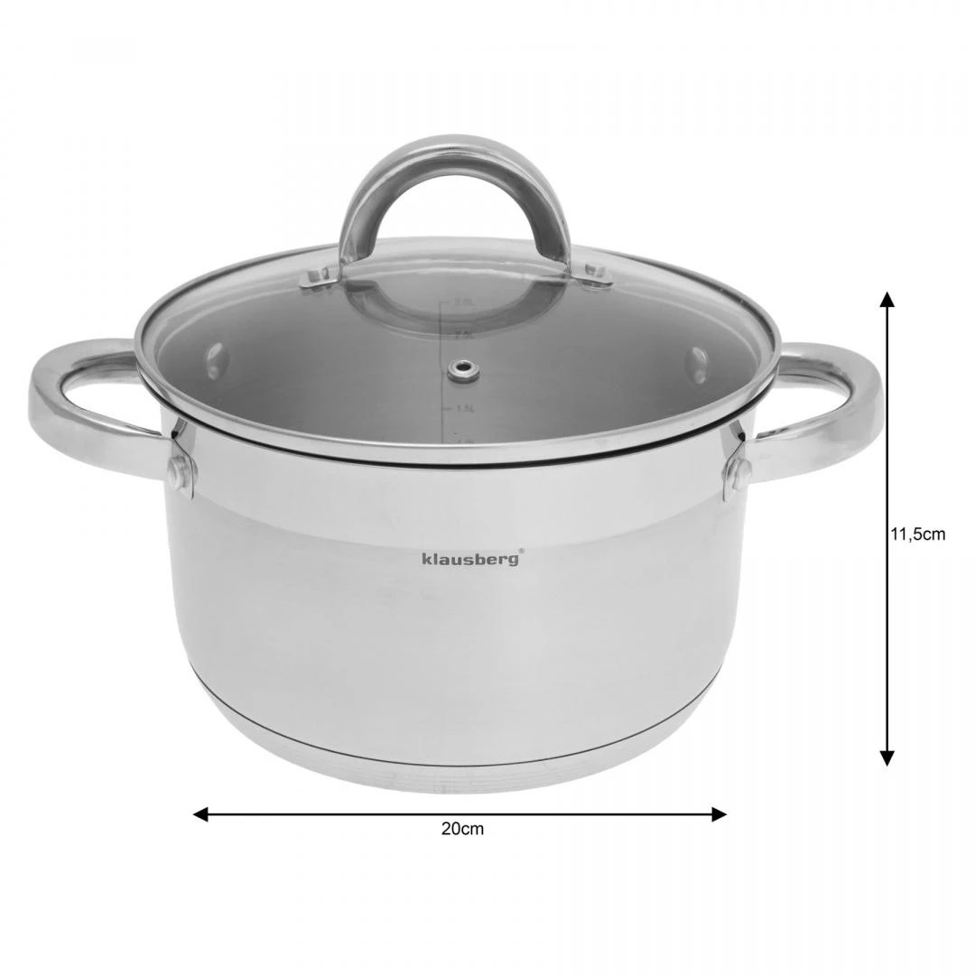 Puodas Plieninis puodas, 20 cm skersmens, 3,5 l, Klausberg