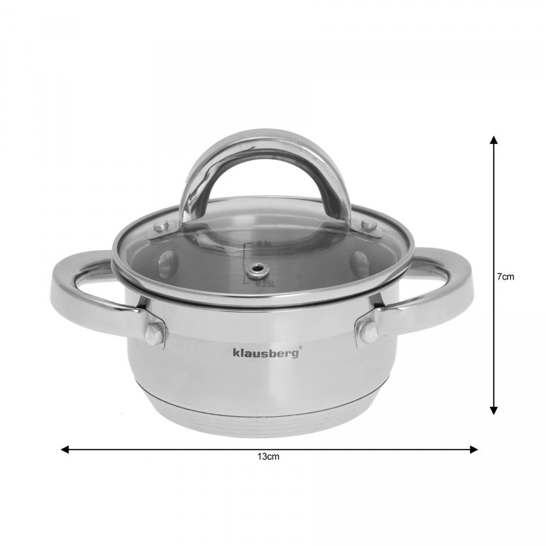 Puodas Plieninis puodas, 12 cm skersmens, 0,5 l, Klausberg