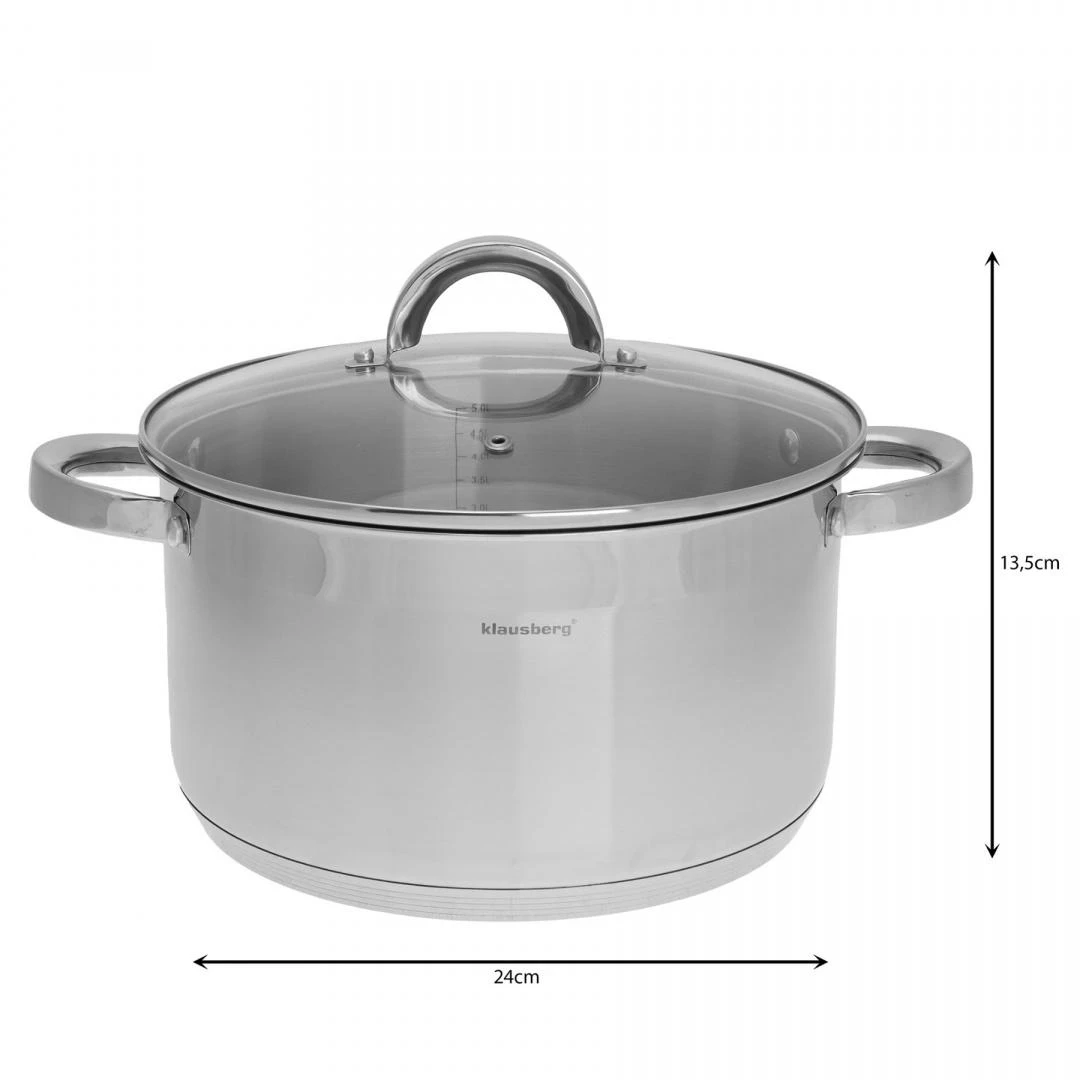 Puodas Plieninis puodas, 24 cm skersmens, 6,0 l, Klausberg