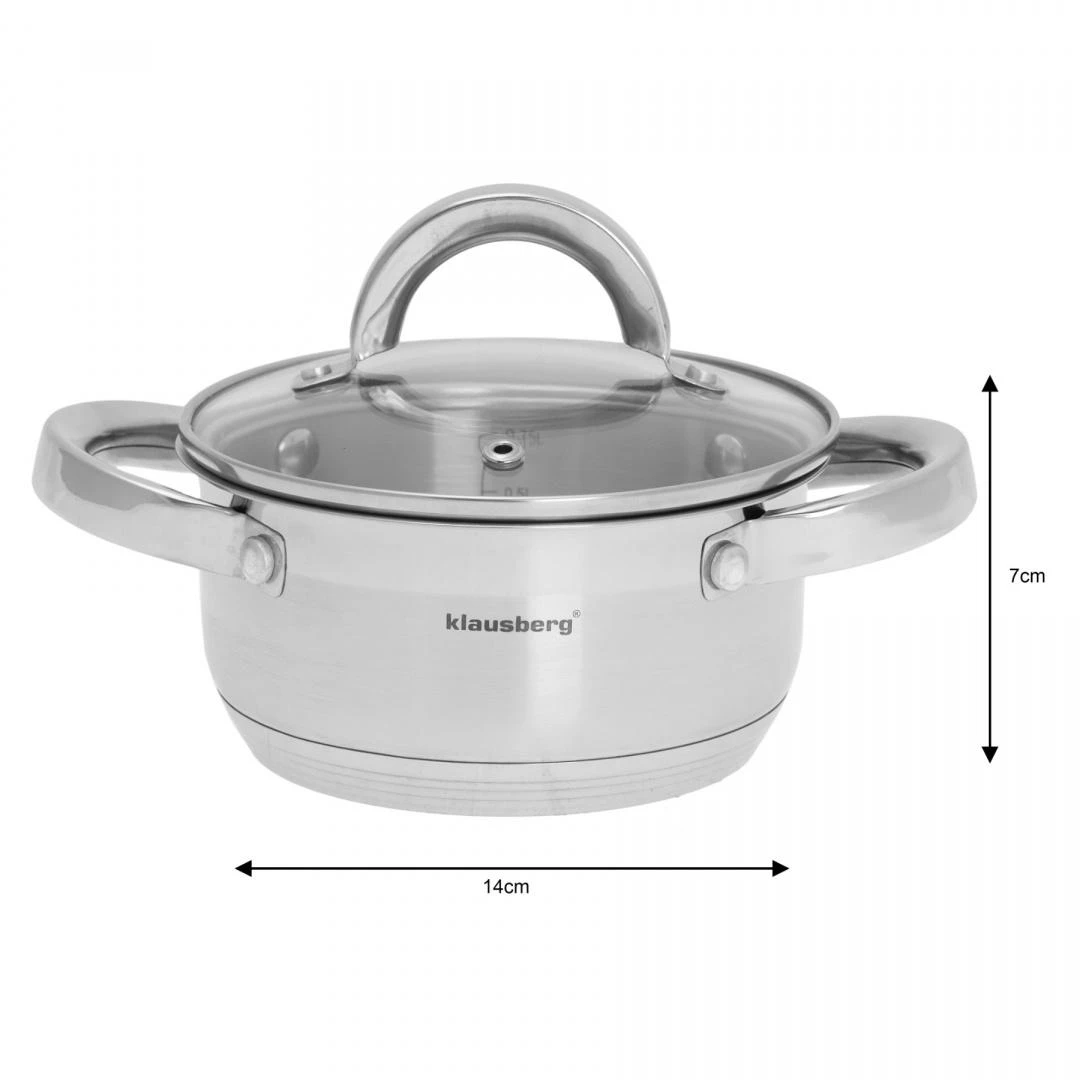Puodas Plieninis puodas, 14 cm skersmens, 1 l, Klausberg