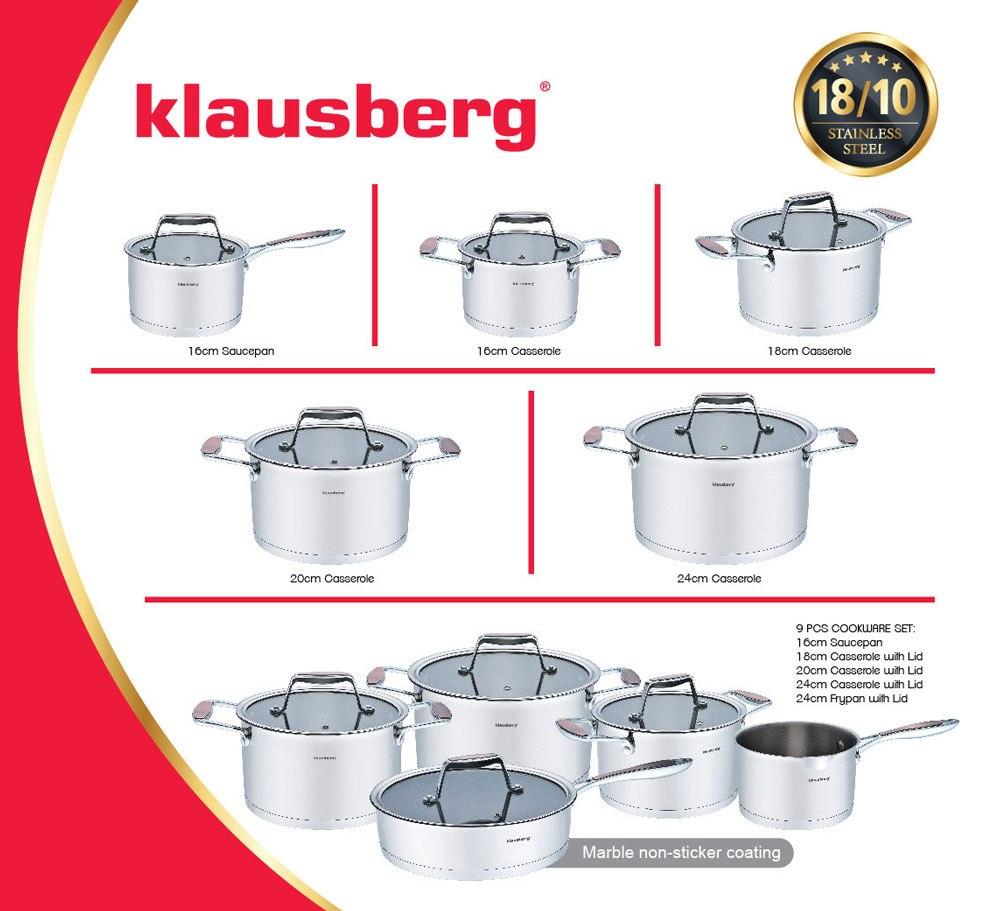 KLAUSBERG - Plieninis puodas + dangtis 16 cm 1,8 L