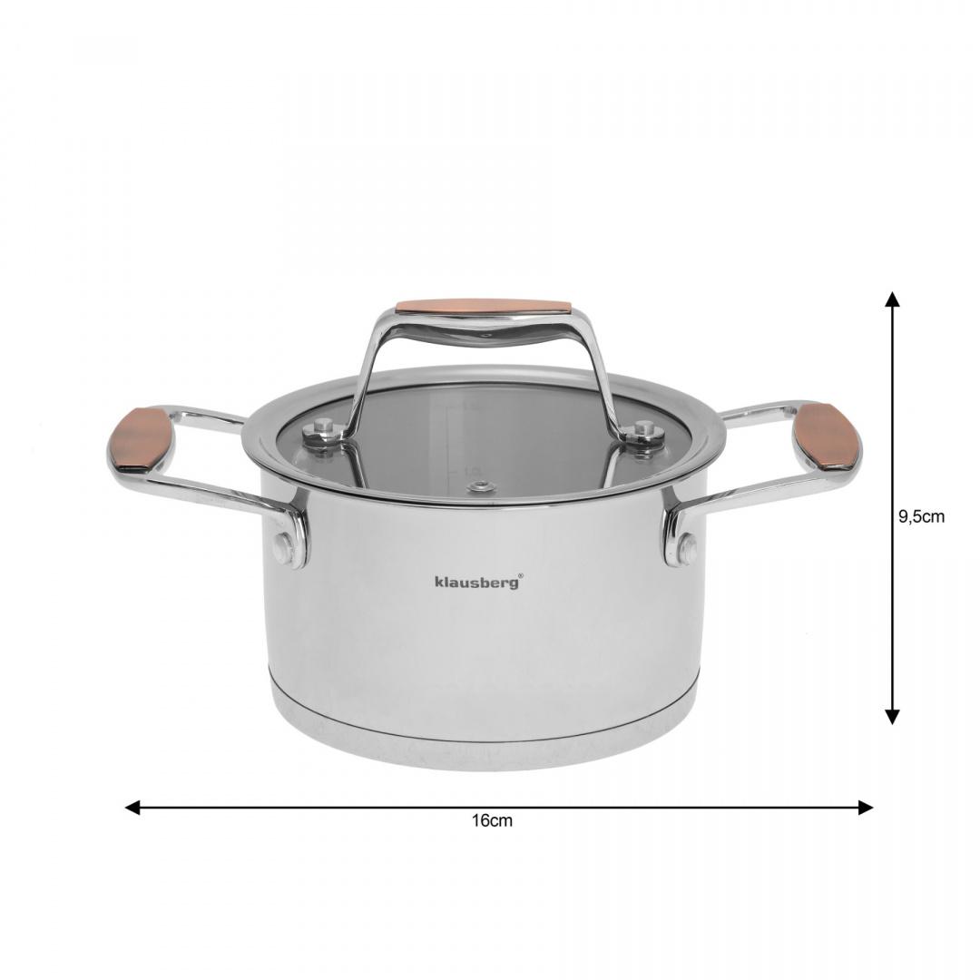KLAUSBERG - Plieninis puodas + dangtis 16 cm 1,8 L