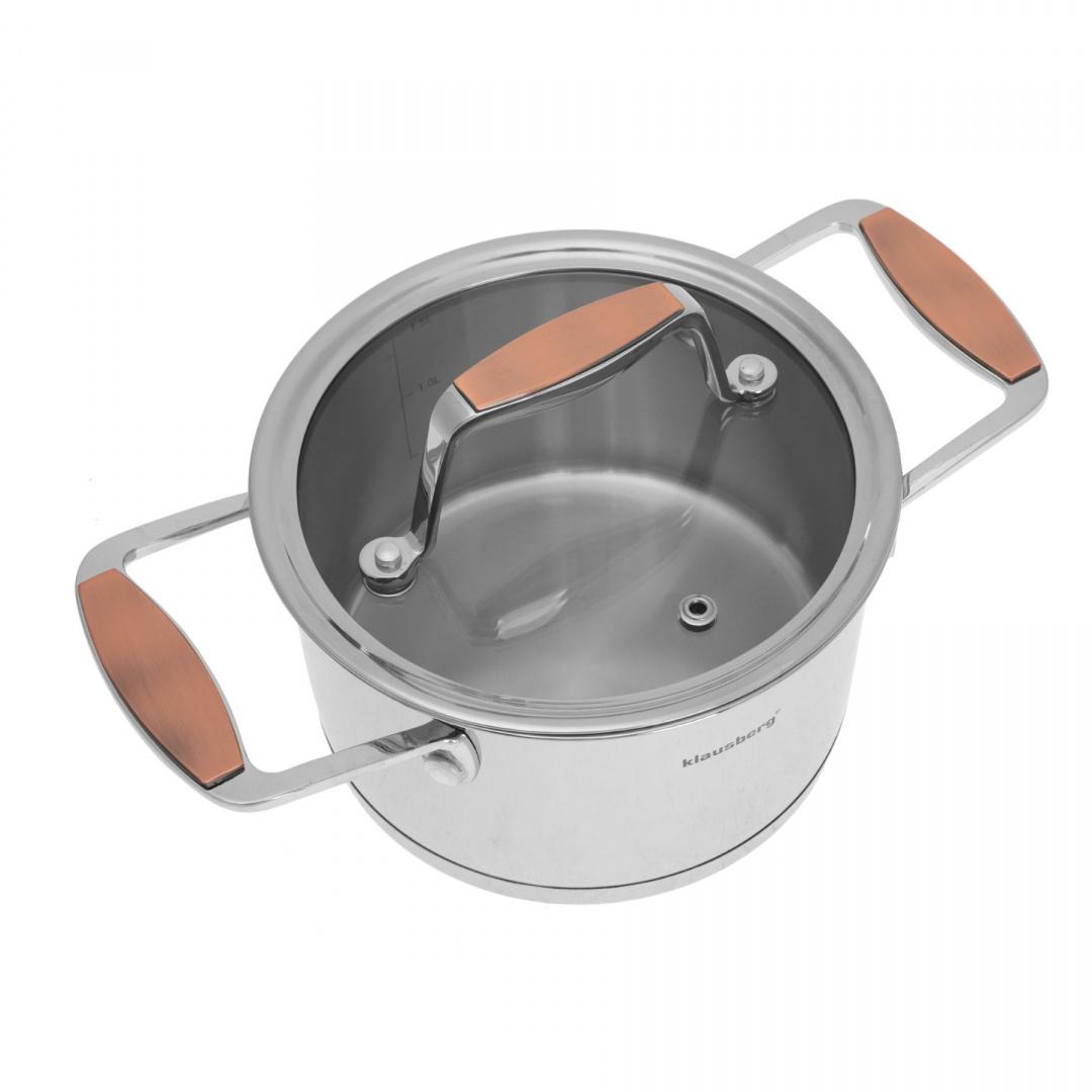 KLAUSBERG - Plieninis puodas + dangtis 16 cm 1,8 L