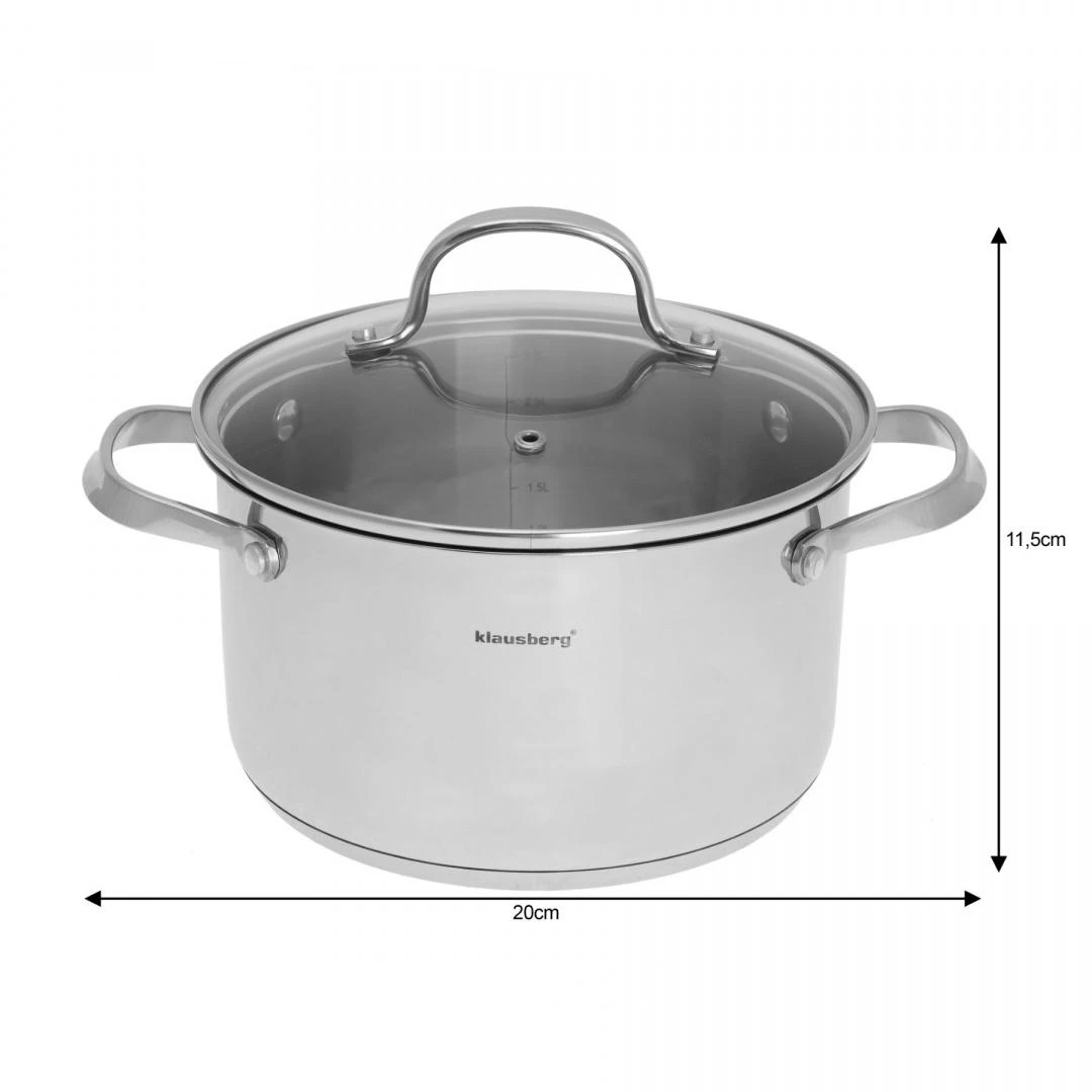 Puodas Puodas su dangčiu, plieno, 20 cm skersmens, 3,3 l, Klausberg