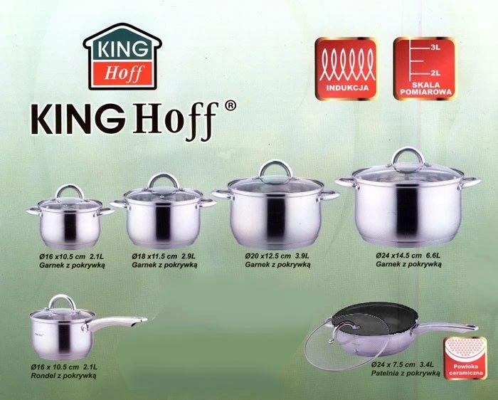 King Hoff Zestawy 12 dalių puodų rinkiniai, „Kinghoff“ plienas