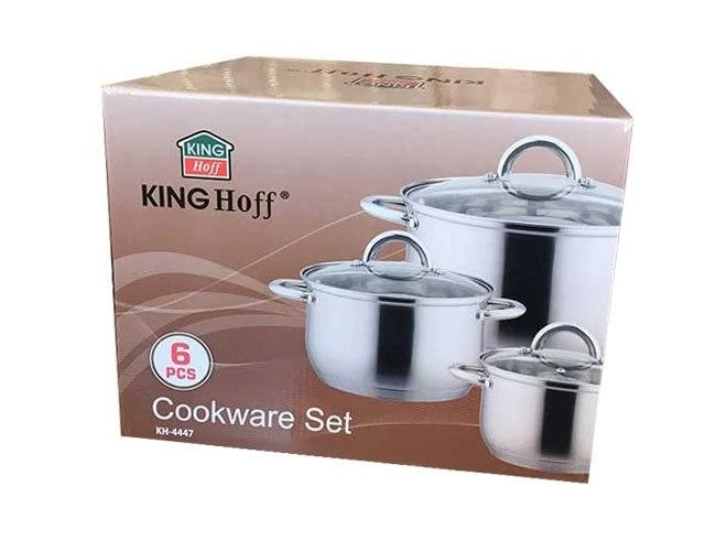 King Hoff Rinkinys Kinghoff Kinghoff 6 dalių puodų rinkinys, plieno, skersmuo 18, 20, 24 cm