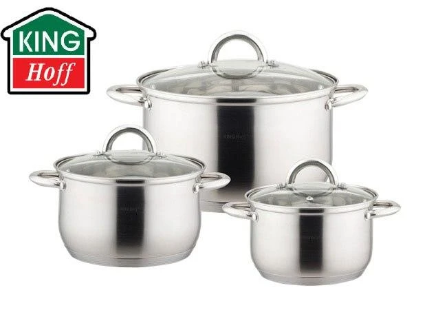 King Hoff Rinkinys Kinghoff Kinghoff 6 dalių puodų rinkinys, plieno, skersmuo 18, 20, 24 cm