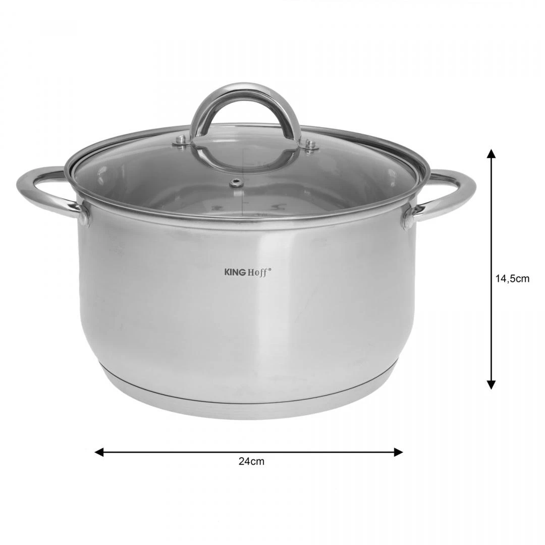 King Hoff Rinkinys Kinghoff Kinghoff 6 dalių puodų rinkinys, plieno, skersmuo 18, 20, 24 cm