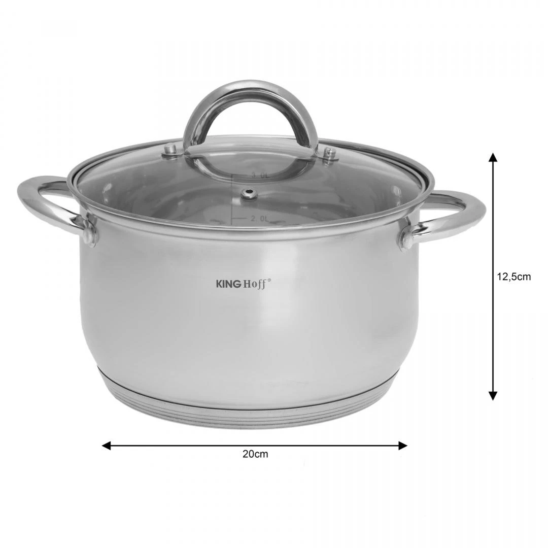 King Hoff Rinkinys Kinghoff Kinghoff 6 dalių puodų rinkinys, plieno, skersmuo 18, 20, 24 cm