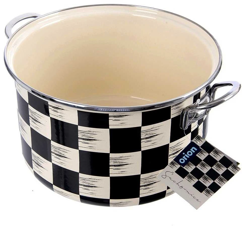 Orion Emaliuotas puodas, prikaistuvis, troškintuvas, emaliuotas puodas, languotas raštas, 26 cm, 6,5 l