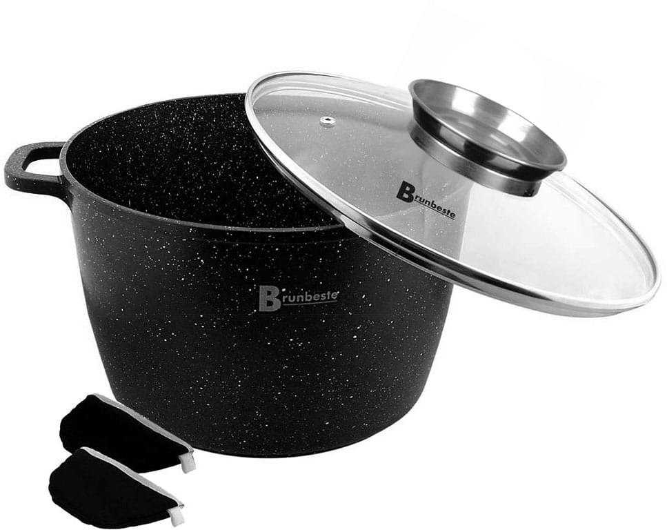 Brunbeste TRADICINIS MARMULINIS PUODAS Juodas AUKŠTAS 24cm / 6,2L