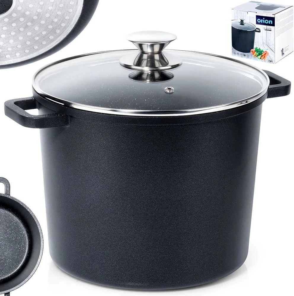 Orion Granitinė puodas GRANDE 7,6 l su stikline dangteliu