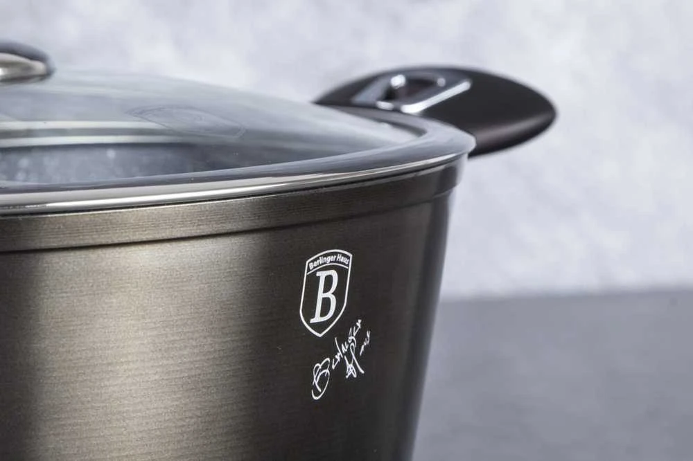 Berlinger Haus granitinis puodas bh-6606, shiny juodas, 28 cm