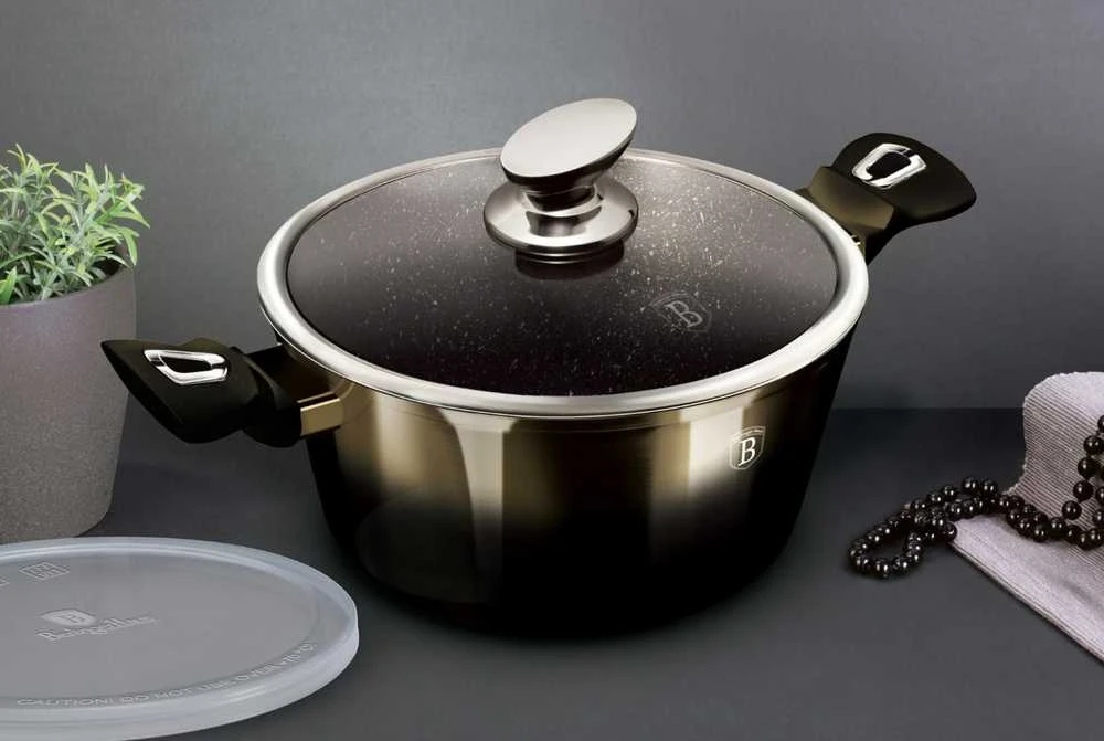 Berlinger Haus granitinis puodas bh-6606, shiny juodas, 28 cm