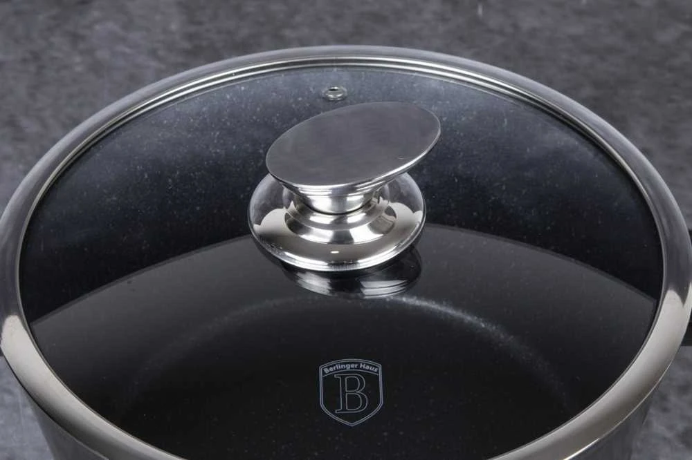 Berlinger Haus granitinis puodas bh-6606, shiny juodas, 28 cm