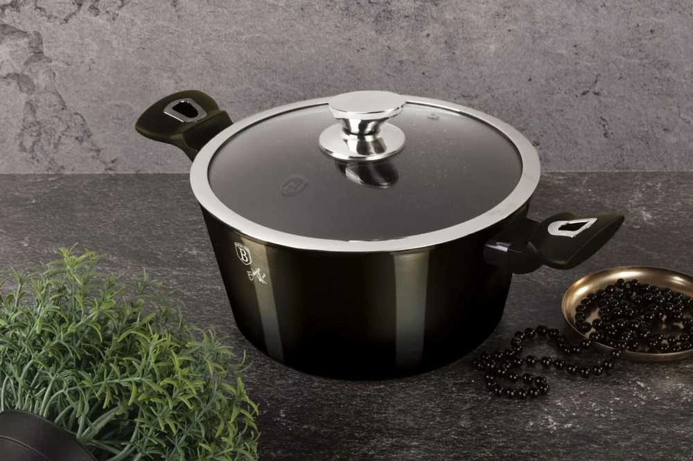 Berlinger Haus granitinis puodas bh-6606, shiny juodas, 28 cm
