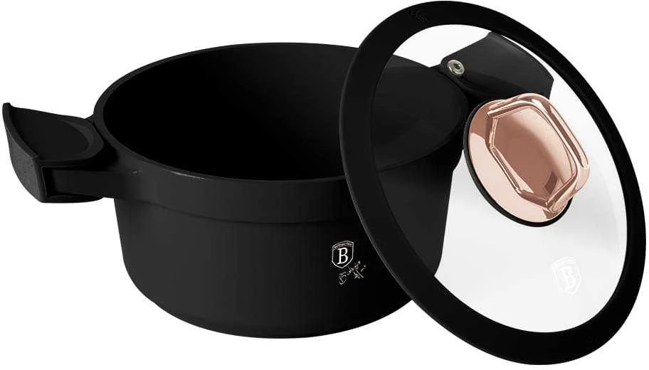 Puodas Z POWŁOKĄ TYTANOWĄ 2.8L 20CM BERLINGER HAUS Juodas ROSE BH-1456