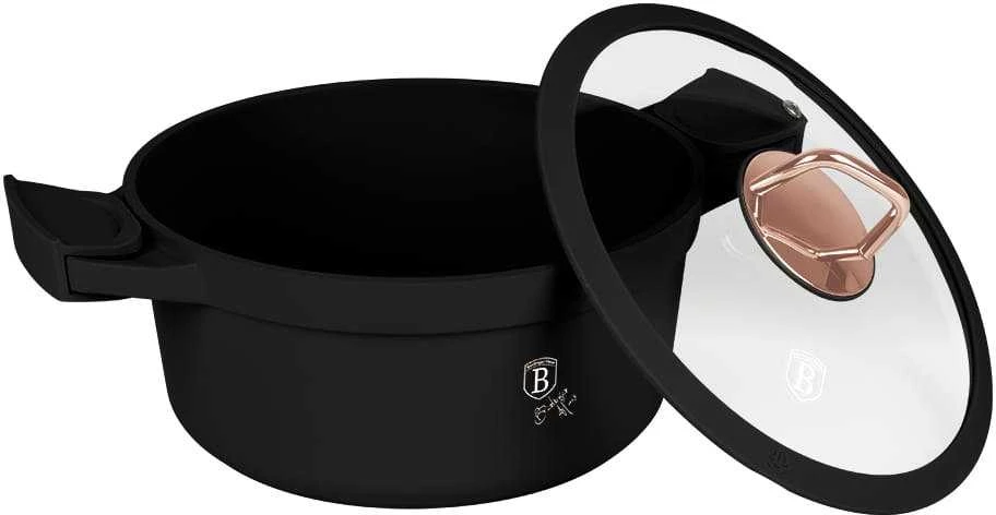 Puodas Z POWŁOKĄ TYTANOWĄ 4.4L 24CM BERLINGER HAUS Juodas ROSE BH-1457