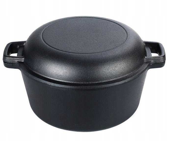 Krisberg 2in1 ketaus puodas 26cm 4,5L su dangčiu ir keptuve – juoda Keptuvė