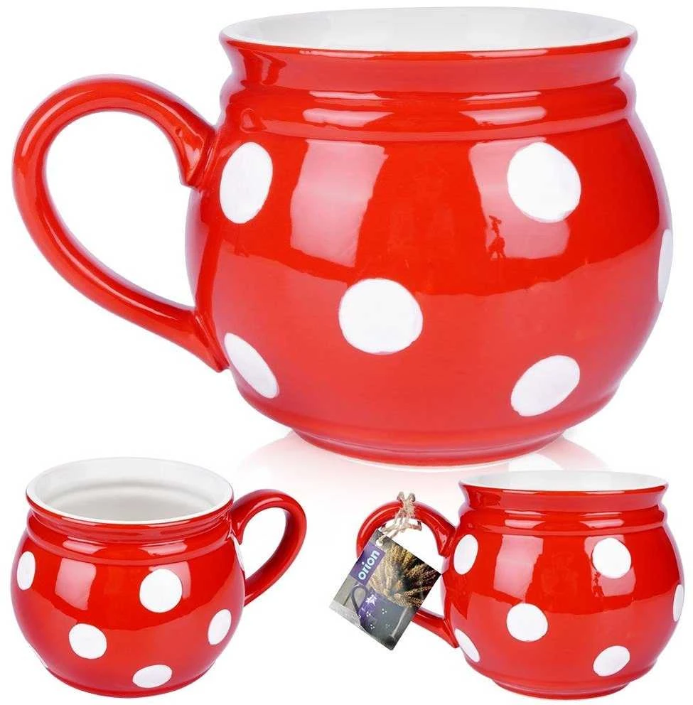 Orion keraminis puodelis 950 ml raudonas su dėmėmis