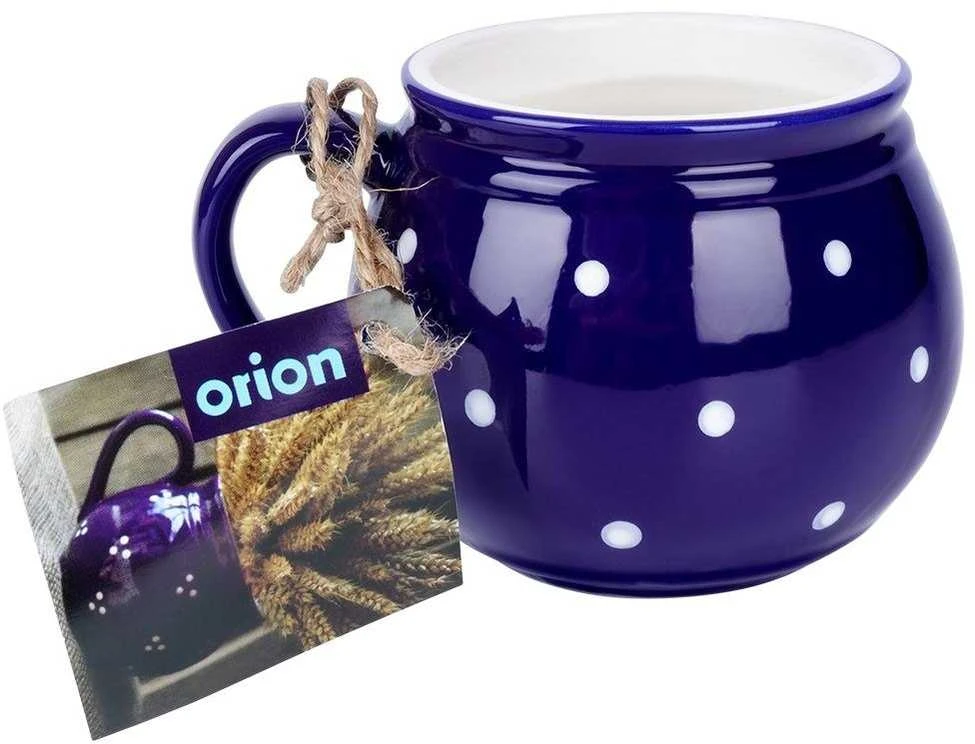 Orion keraminis puodelis 200 ml mėlynas su žirneliais